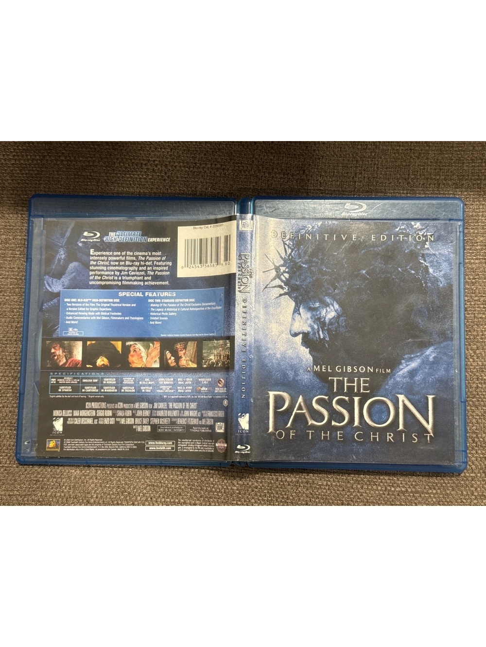 The Passion of the Christ (Blu-ray, 2009, 2-Disc Set) Definitive Edition Mel Gib